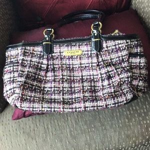 Coach Multi Color Tweed Patent Leather Gallery Shoulder Bag NWOT